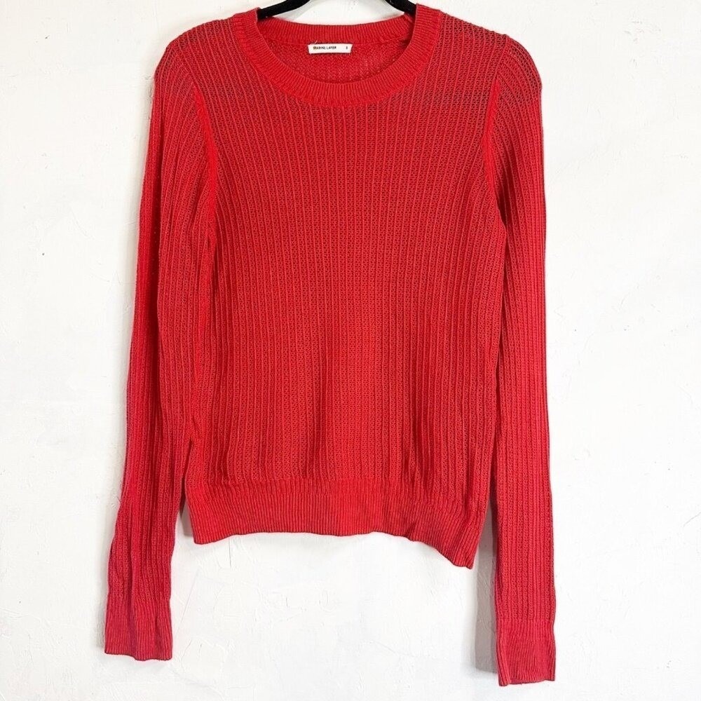 Marine Layer Womens Small Red Knit Cashmere Blend Pullover Sweater RN 140892